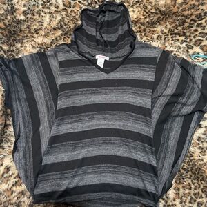 BONGO Black and Gray Striped Women's Hoodie
